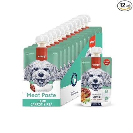 Wampy Lickable Creamy Meat Paste for Dogs with Lamb, Carrot & Peas Flavours, 90 G, (Pack of 12),All Life Stages