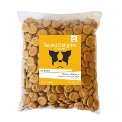 Baked Delights 2 Chicken Flavour, Real Chicken Baked Cookies, Round Shaped- Dog Treats, 800 gm