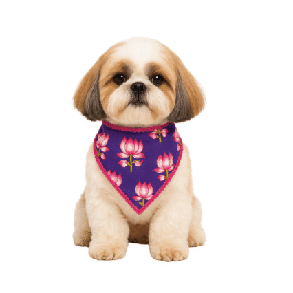 Furrfab Kamal Print Purple Bandhana for Dogs & Cats