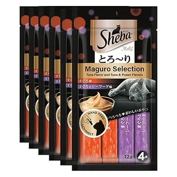 Sheba Melty Premium Lickable Creamy Cat Treats, Maguro Selection – Tuna & Tuna & Prawn Flavors, 4Pc Pack -48g