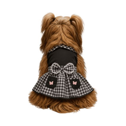 Furrfab Black Checks Frock for Dogs & Cats
