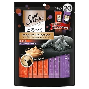 Sheba Melty Premium Lickable Creamy Cat Treats, Maguro Selection – Tuna & Tuna & Prawn Flavors, 20 Sticks, 12gx20 (240g)