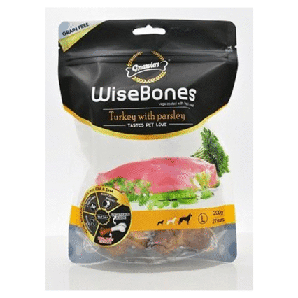 WiseBones Gnawlers Turkey with Parsley Dog Treat, 200 g