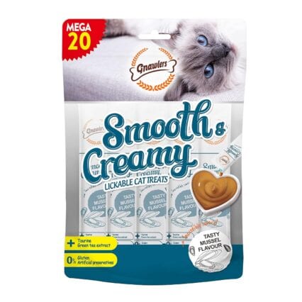 Gnawlers Mussel Flavor Cat Creamy Treat Pack of 20 Tubes, 60g