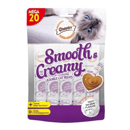 Gnawlers Salmon Flavor Cat Creamy Treat Pack of 20 Tubes, 60g