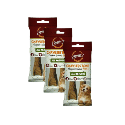 Gnawlers Chicken Small Bones Treat - Rawhide Alternative 2 Pc for Dogs (Pack of 3)