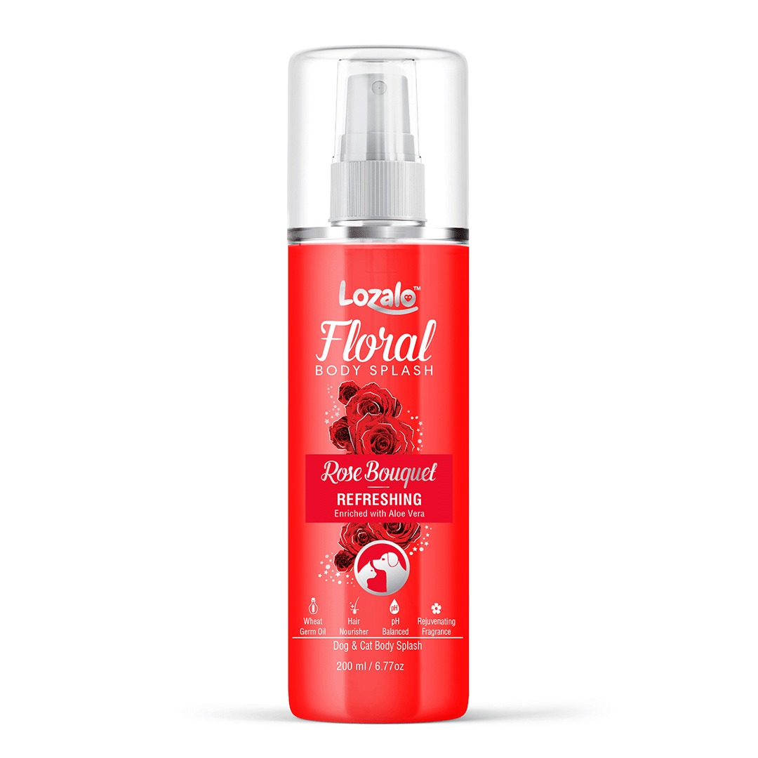 Lozalo Floral Rose Pet Perfume Spray - 500 ml for Dogs & Cats (Pack of 2)