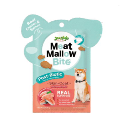 JerHigh Meat Mallow Bite Chicken with Salmon – Skin & Coat 30g, (Pack of 6)